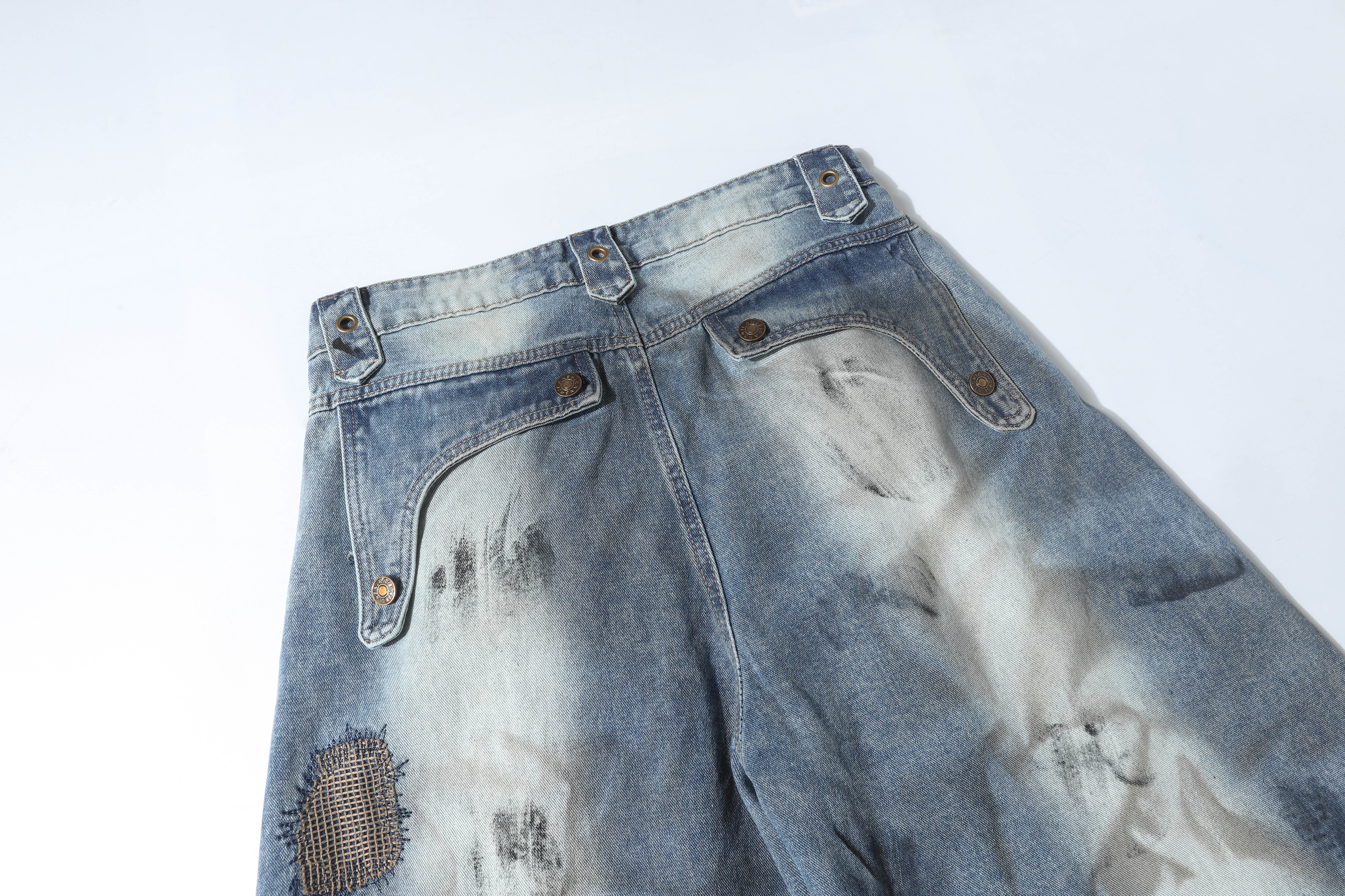 CapCabin Distressed Patchwork Denim Pants