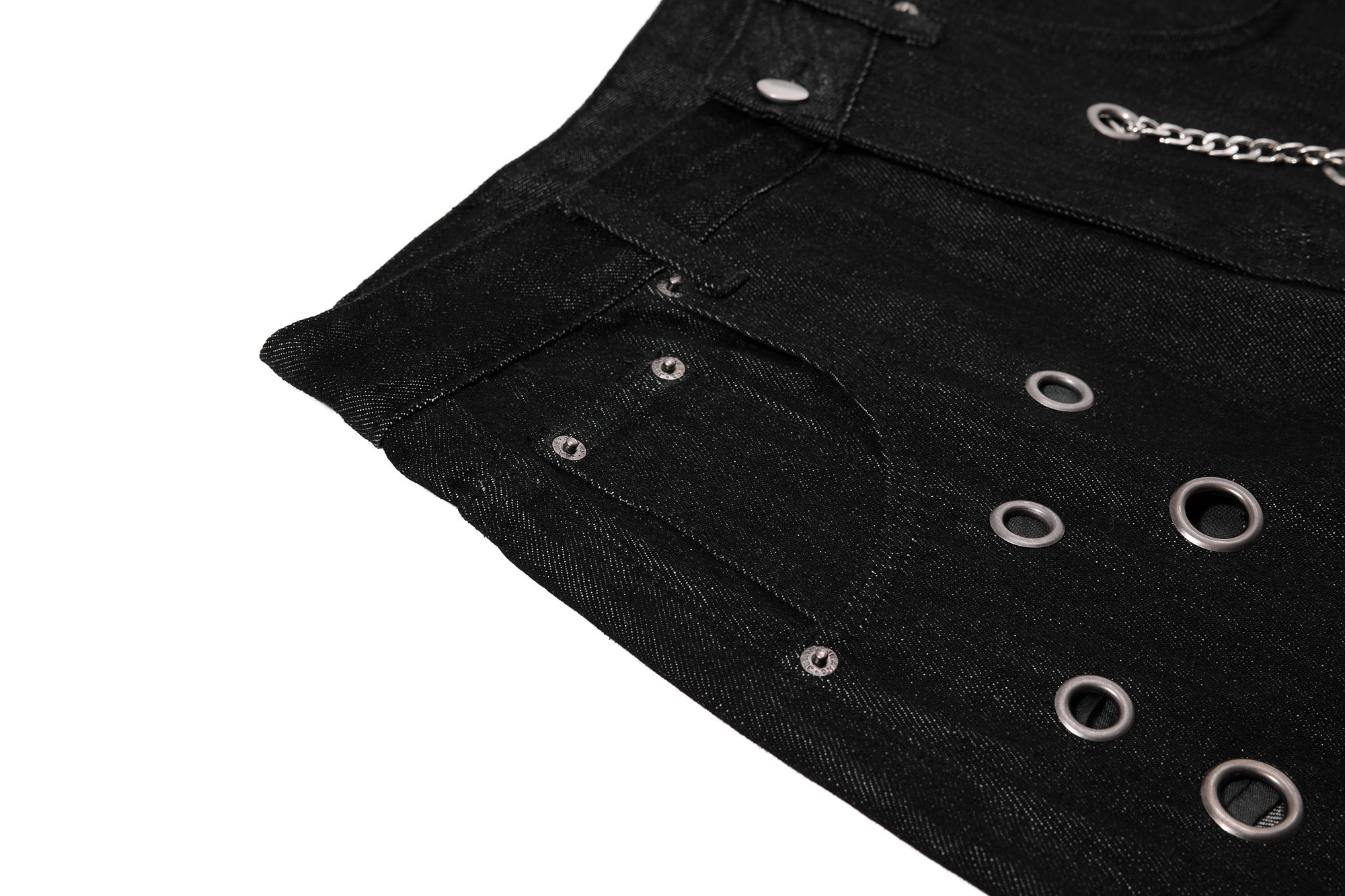 CapCabin Rivet Chain Wide-Leg Denim Pants