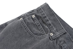 CapCabin Button-Fly Washed Denim Pants