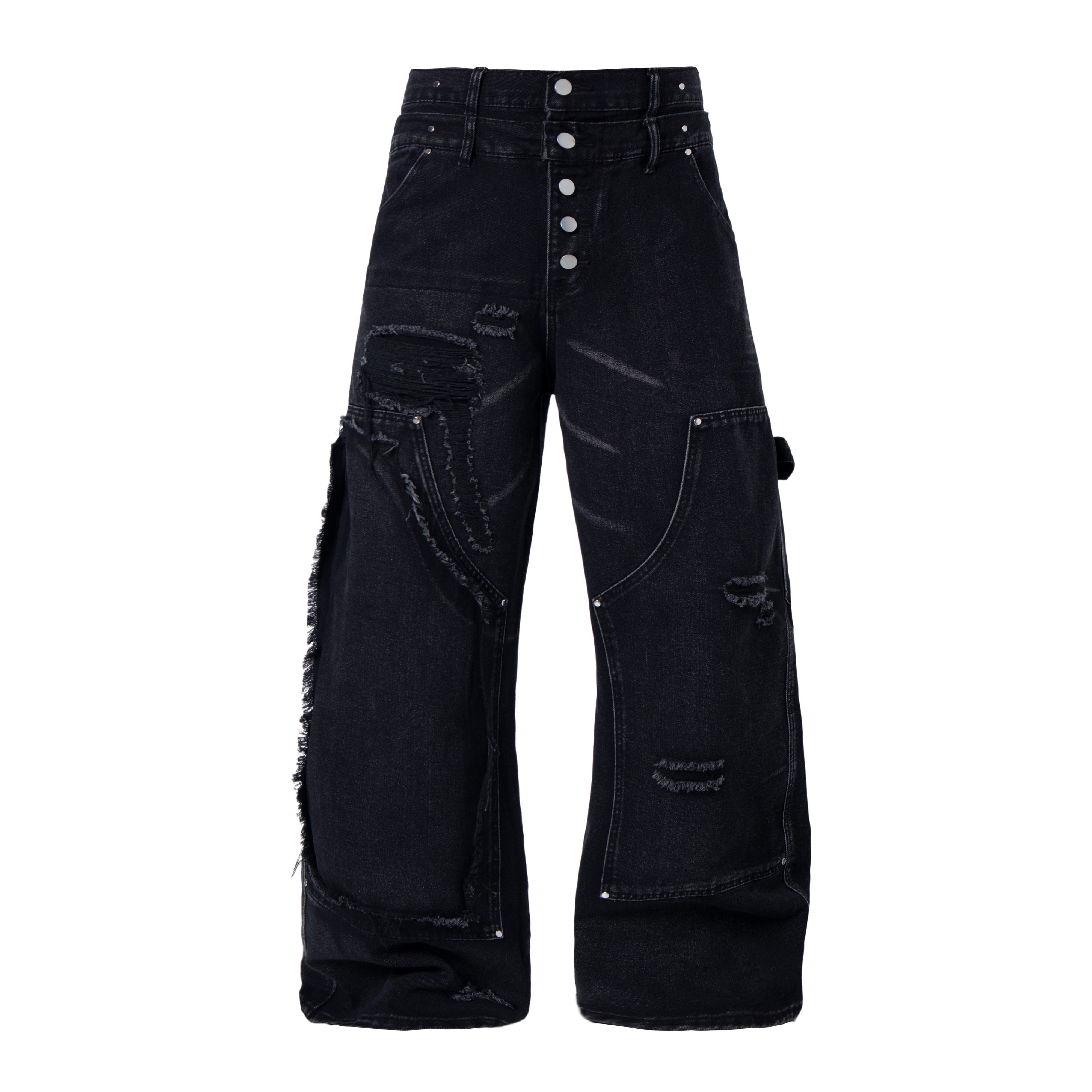 CapCabin Distressed Panel Denim Pants