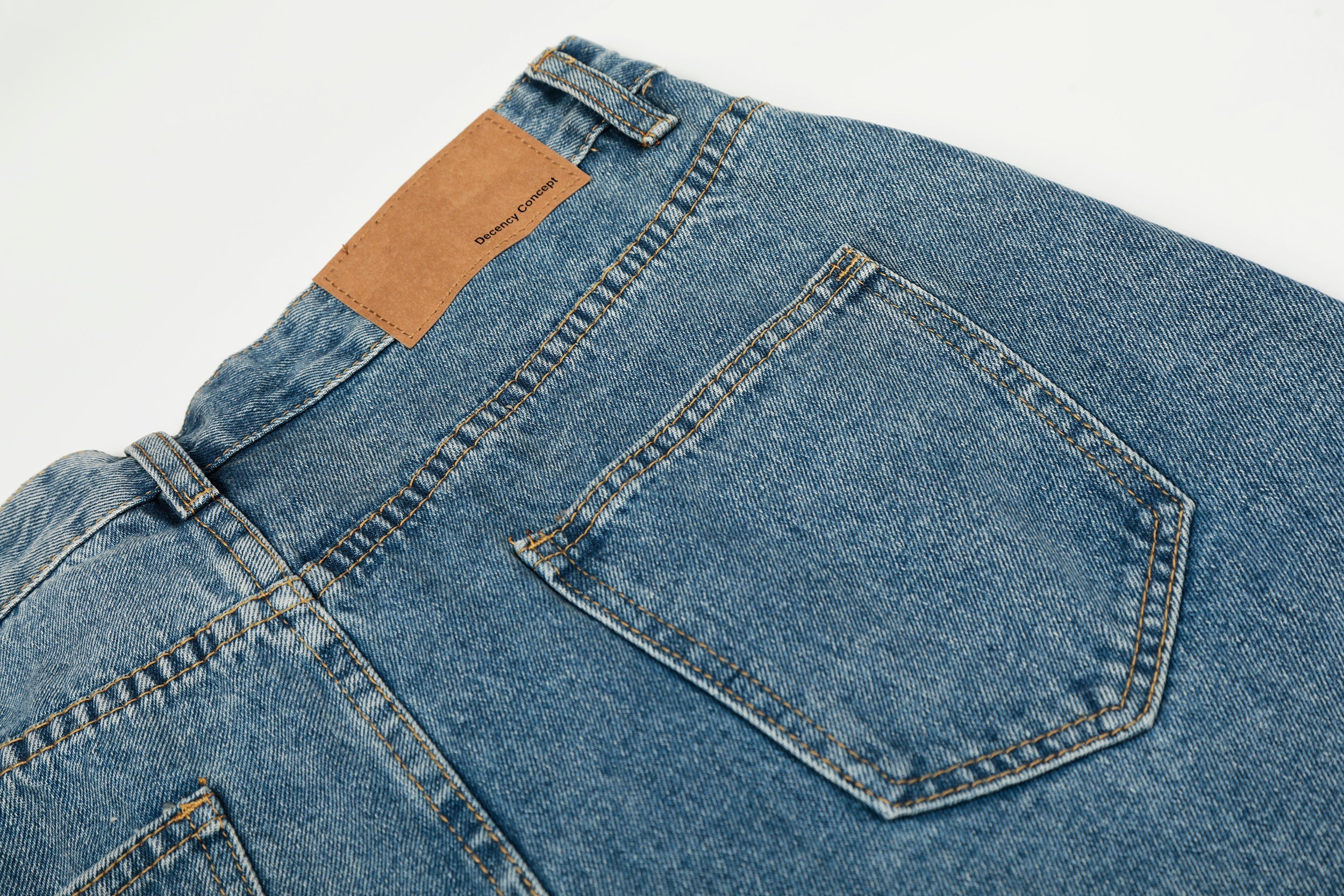 CapCabin Asymmetric Waist Wide-Leg Denim Pants