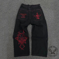 Embroidered Skull Hip Hop Cargo Pants