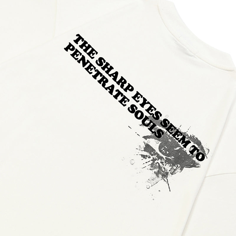 Eyes Print Casual White Y2K Graphic Tees