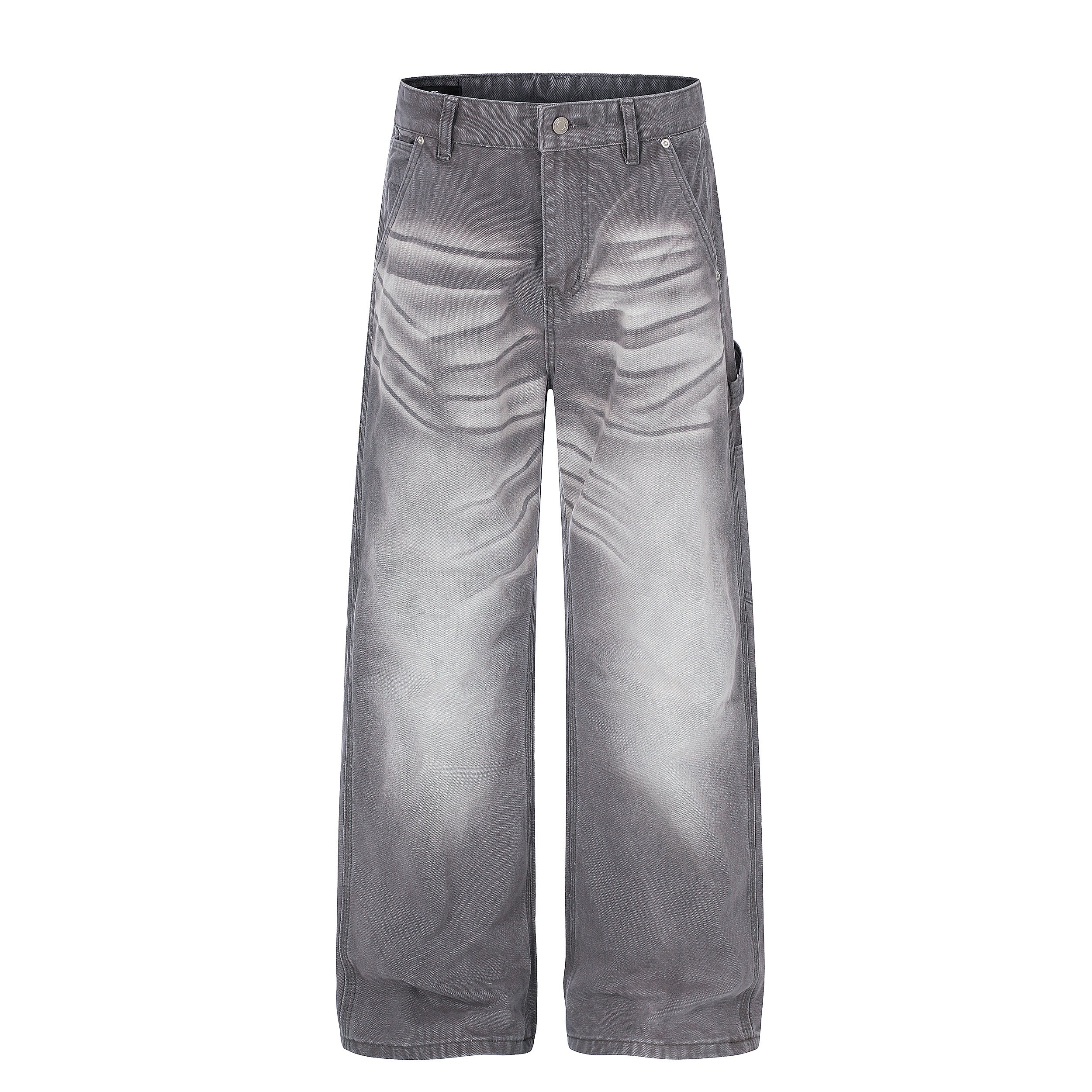 CapCabin Washed Wrinkle Effect Denim Jeans