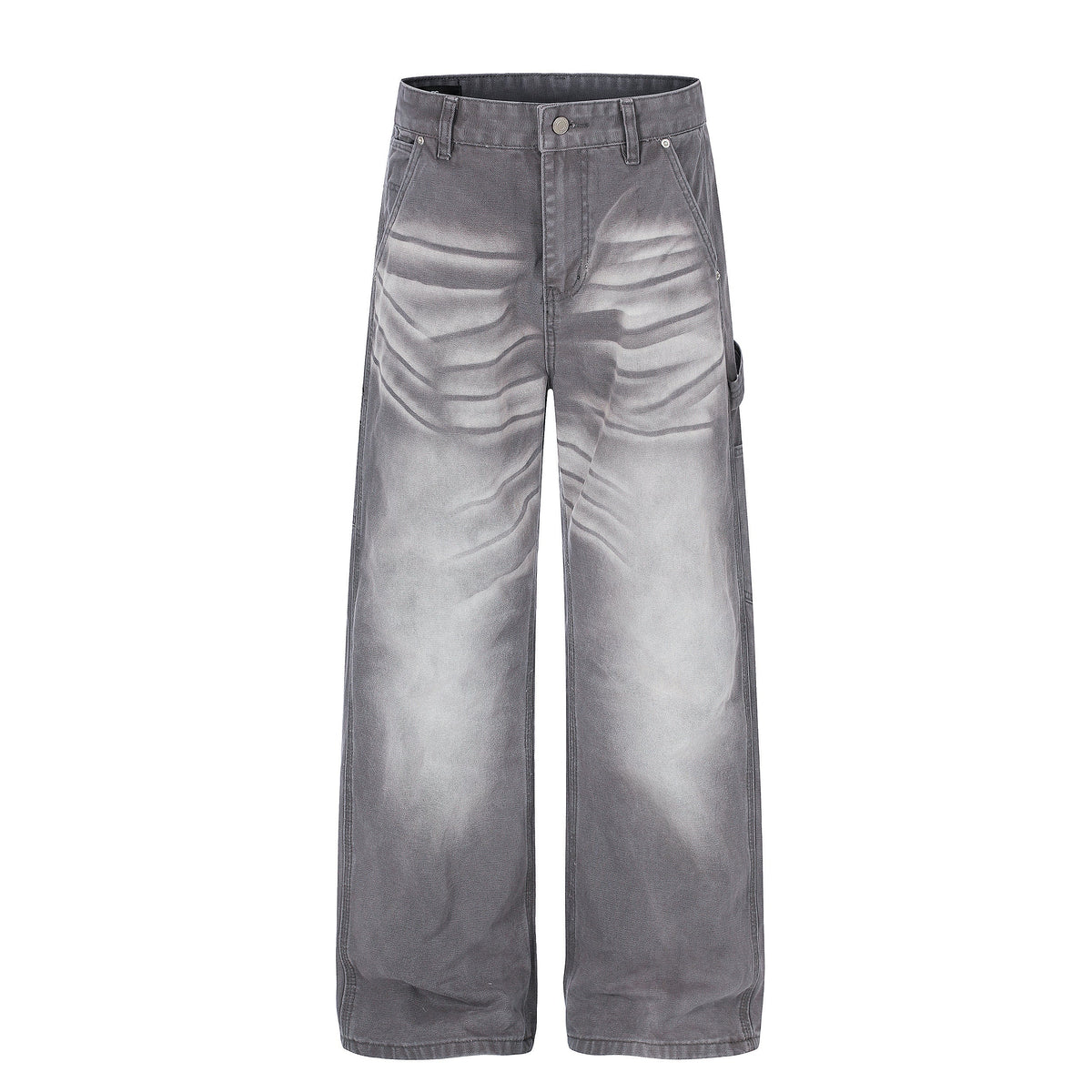 CapCabin Washed Wrinkle Effect Denim Jeans