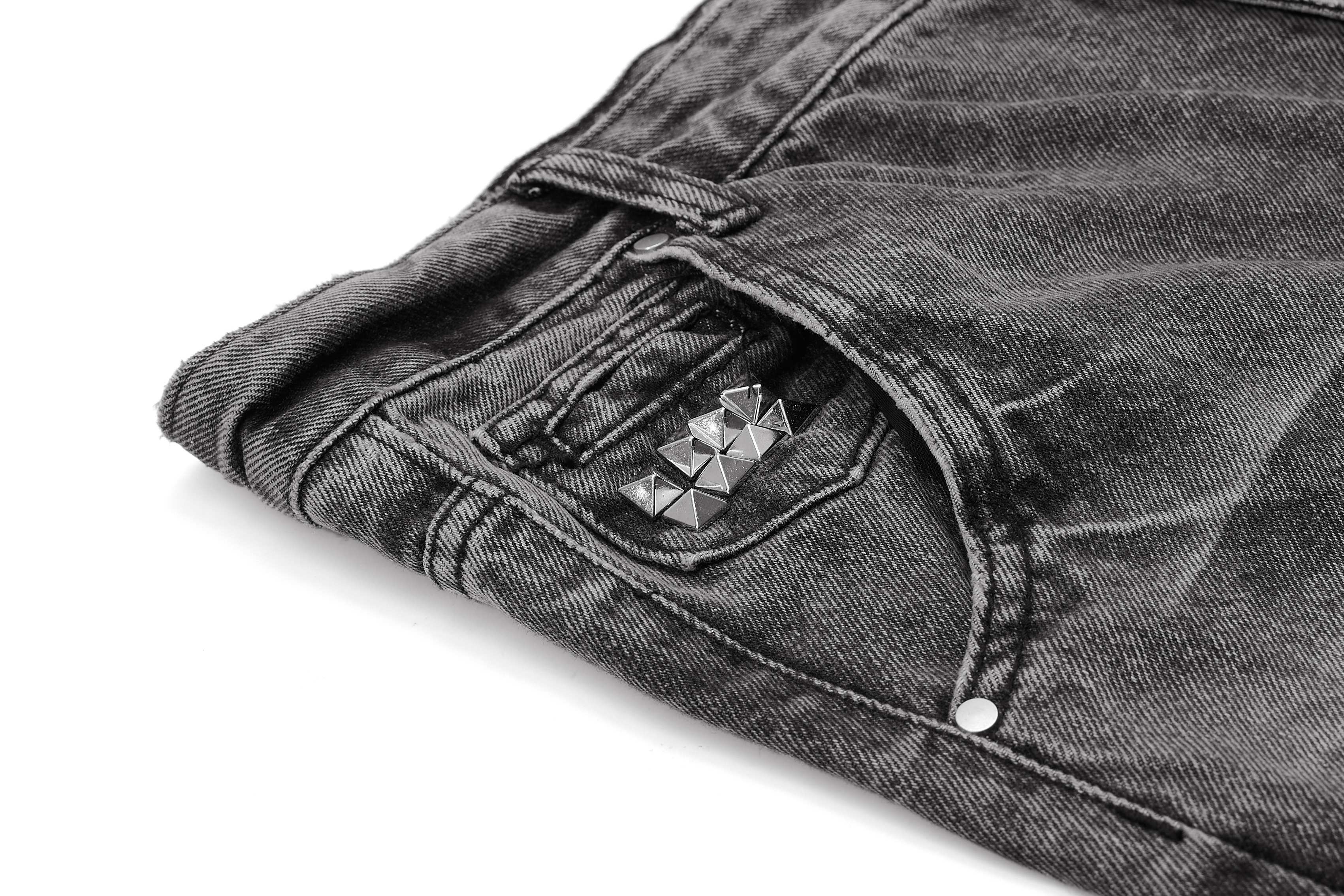 CapCabin Distressed Studded Denim Pants