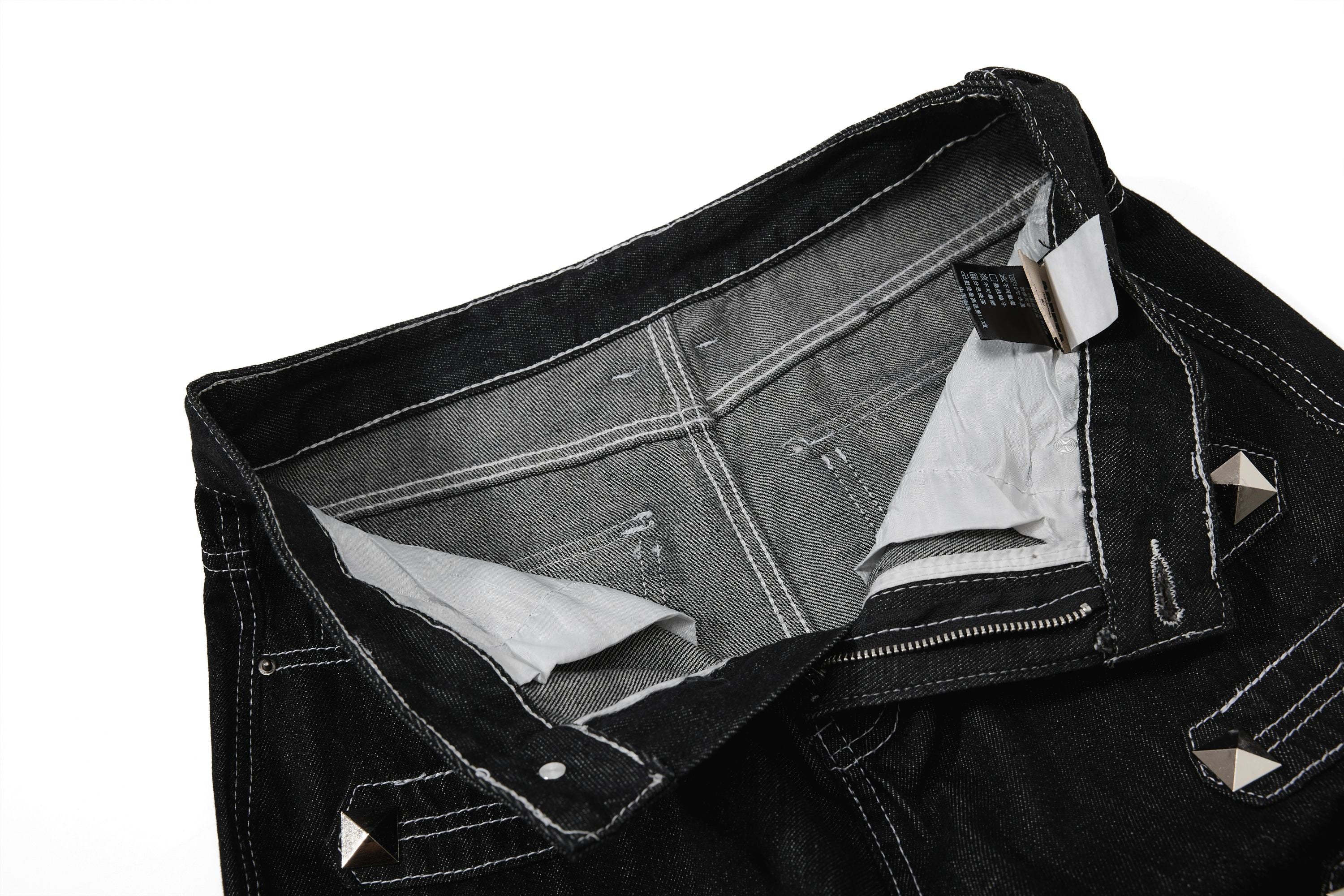 CapCabin Studded Strap Denim Pants