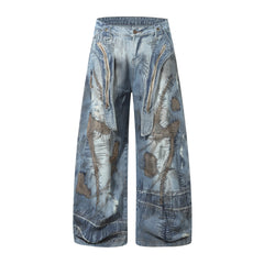CapCabin Distressed Patchwork Denim Pants