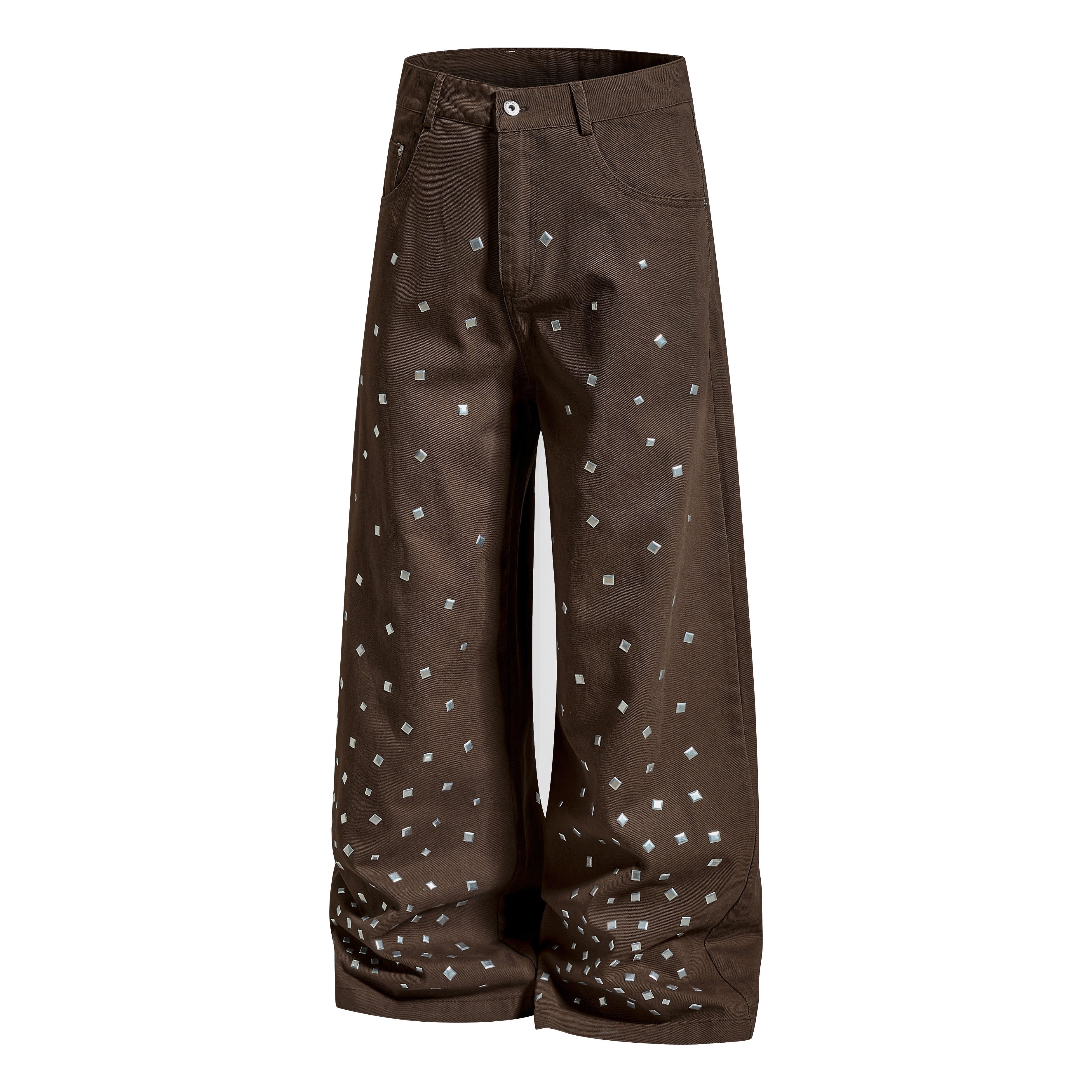 CapCabin Stud Detail Wide-Leg Pants