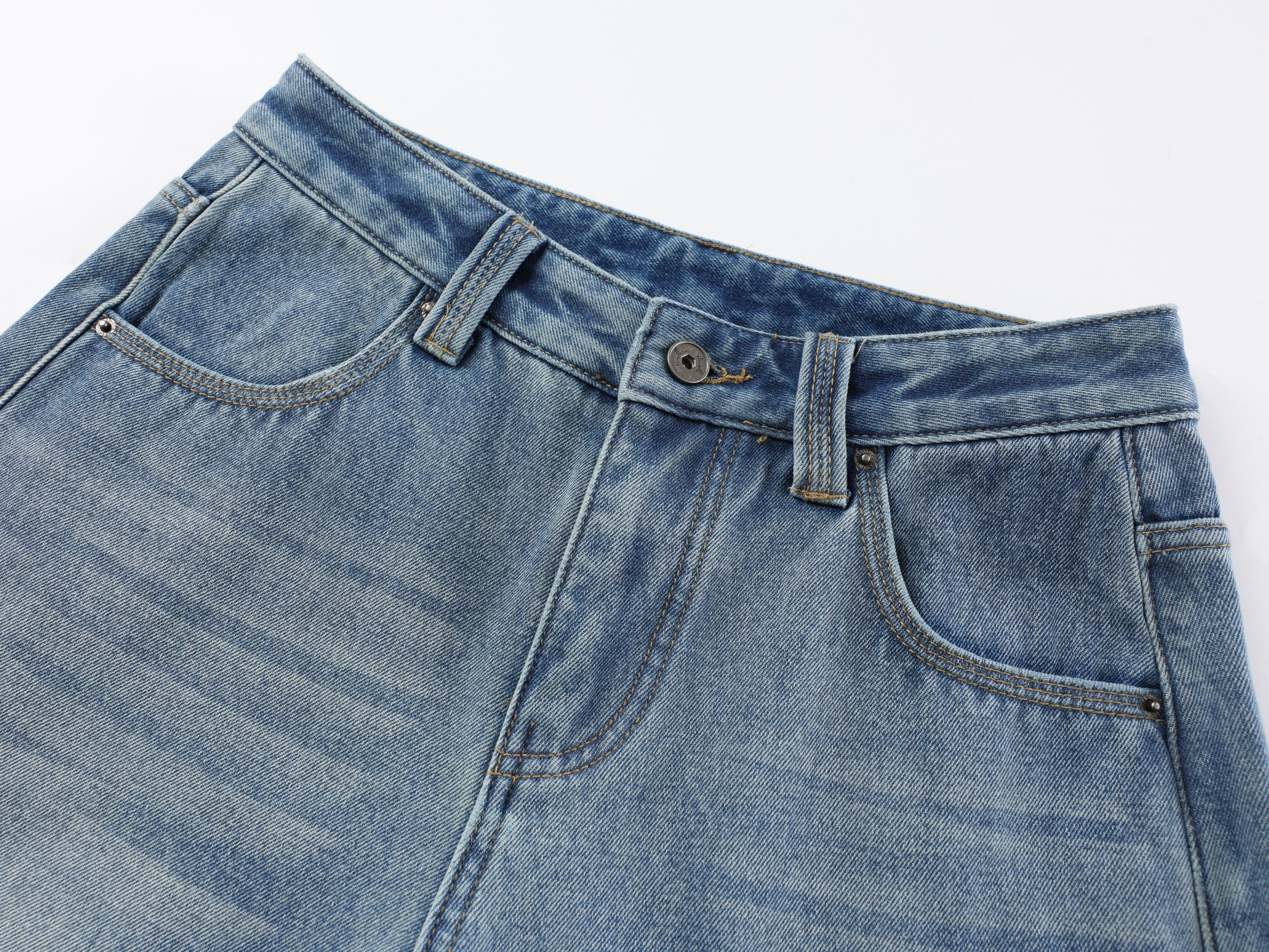 CapCabin Fleece-Lined Stacked Denim Pants