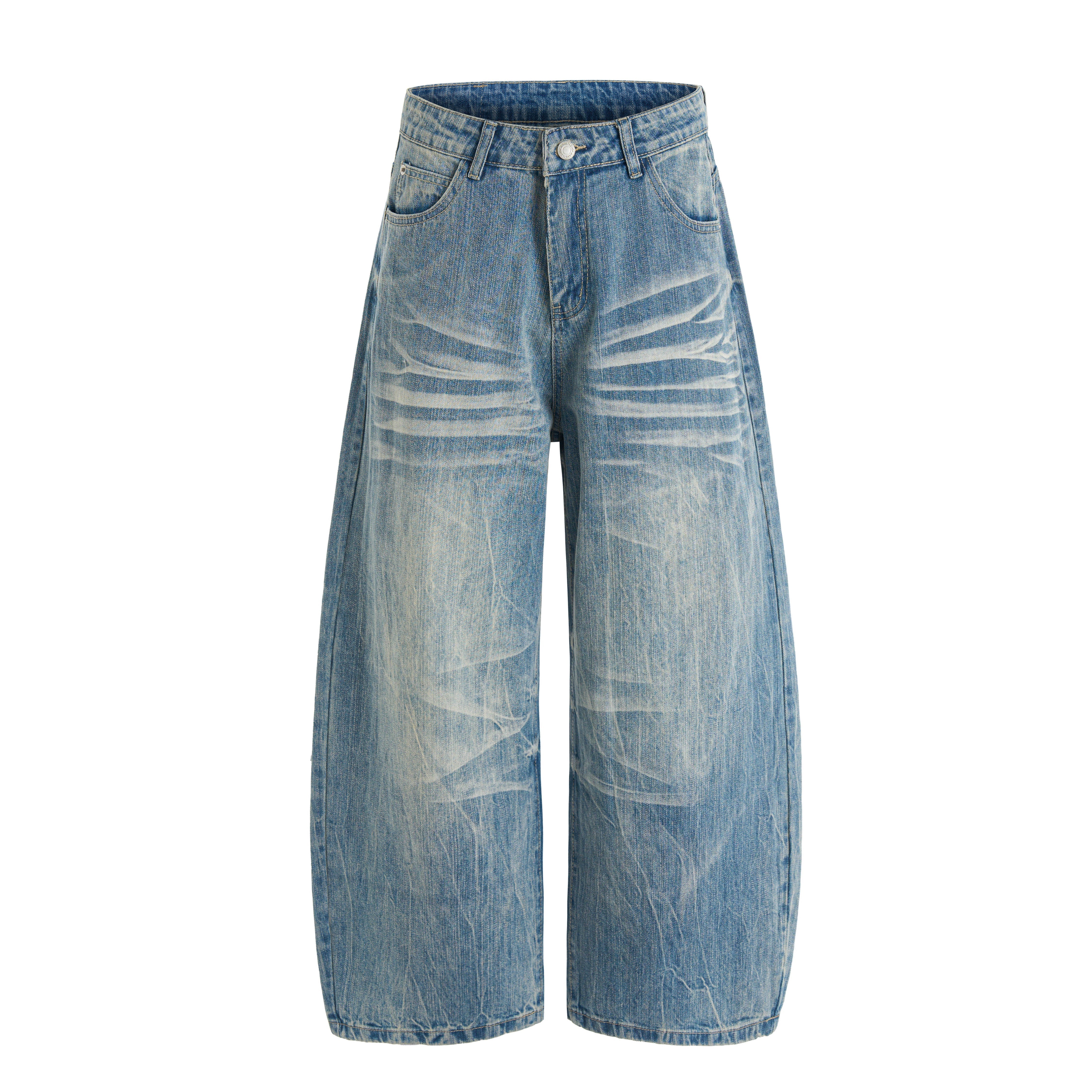 CapCabin Heavy Washed Wide-Leg Denim Jeans