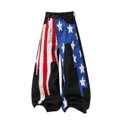 CapCabin Star-Graphic Wide-Leg Denim Pants