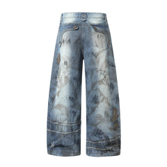 CapCabin Distressed Patchwork Denim Pants
