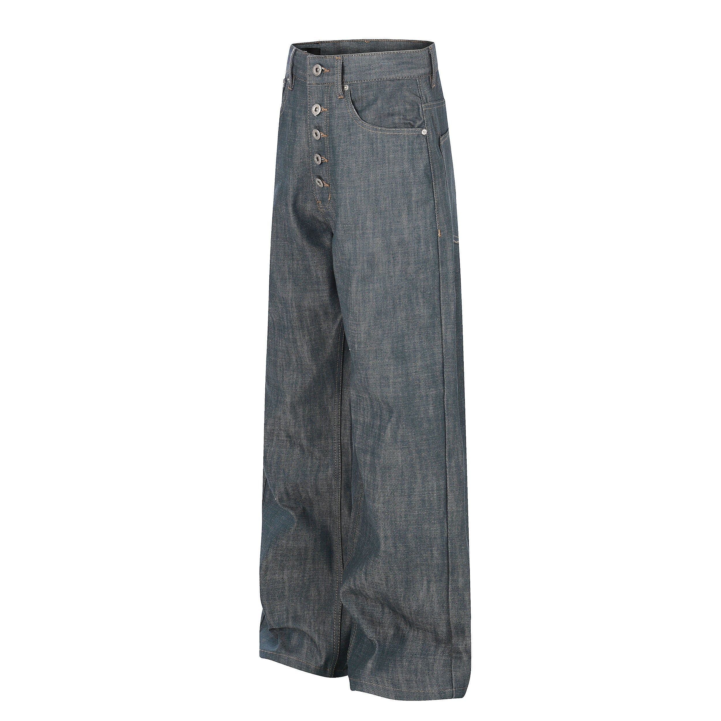 CapCabin “Washed Grey Button Denim Jeans”