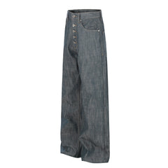 CapCabin “Washed Grey Button Denim Jeans”