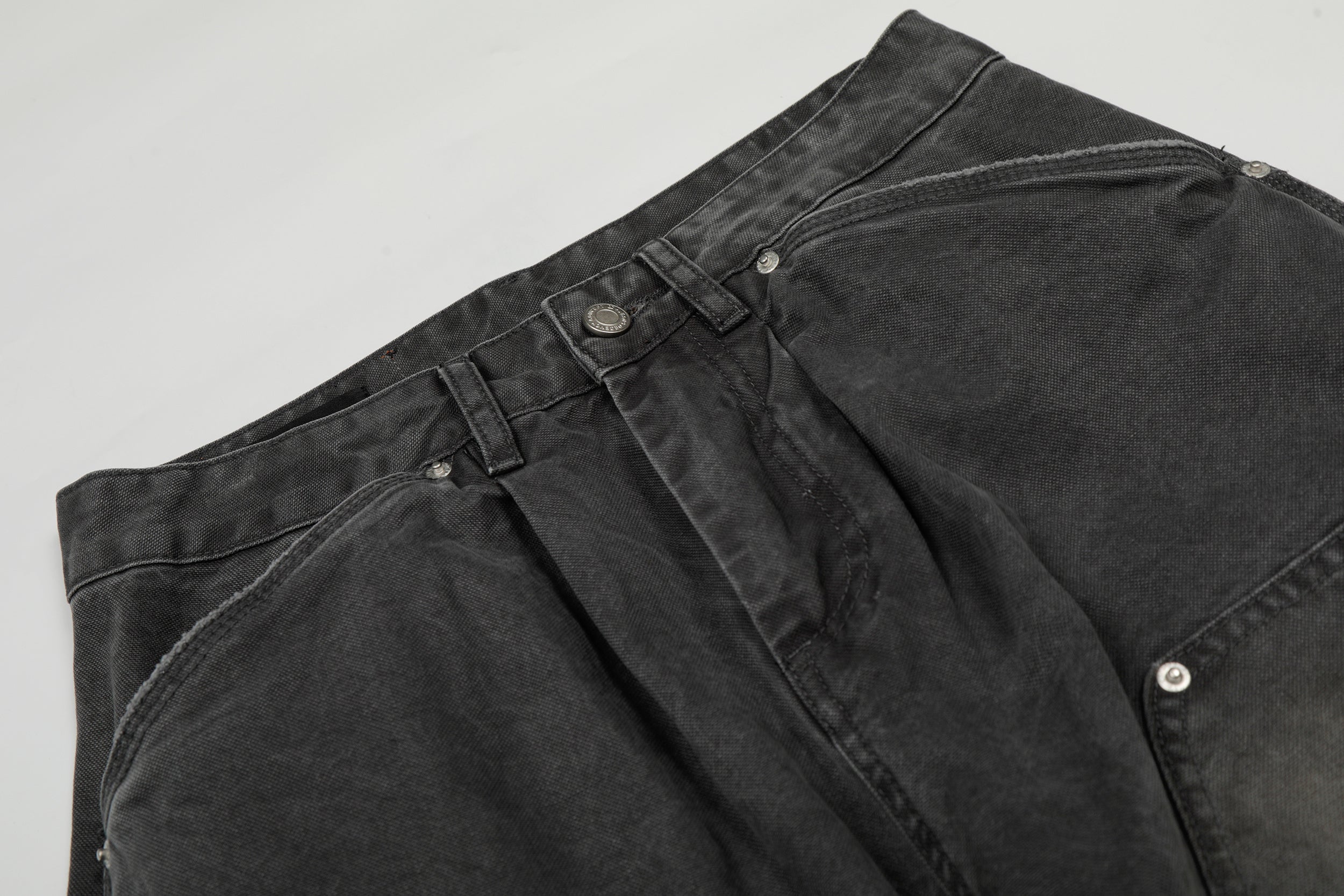 CapCabin Washed Utility Wide-Leg Denim Pants