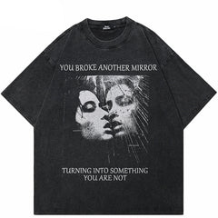 Faded Black Y2K Graphic T Shirt