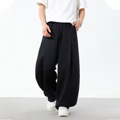 Fashion Pleated Design Sports Wide-Leg Scimitar Pants