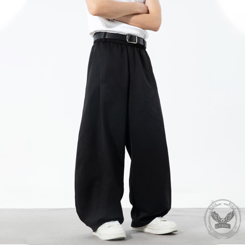 Fashion Pleated Design Sports Wide-Leg Scimitar Pants