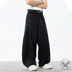 Fashion Pleated Design Sports Wide-Leg Scimitar Pants