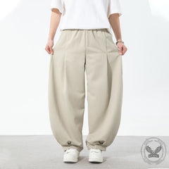 Fashion Pleated Design Sports Wide-Leg Scimitar Pants
