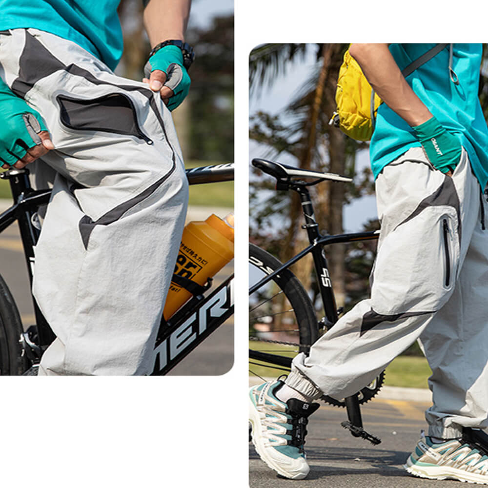 Fashion Side Pocket Contrast Color Design Casual Pants