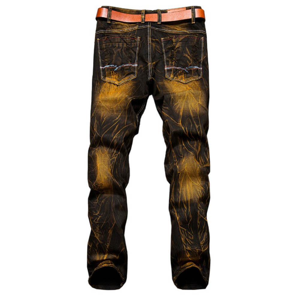 Fashion Straight Distressed Motorcycle Style Jeans