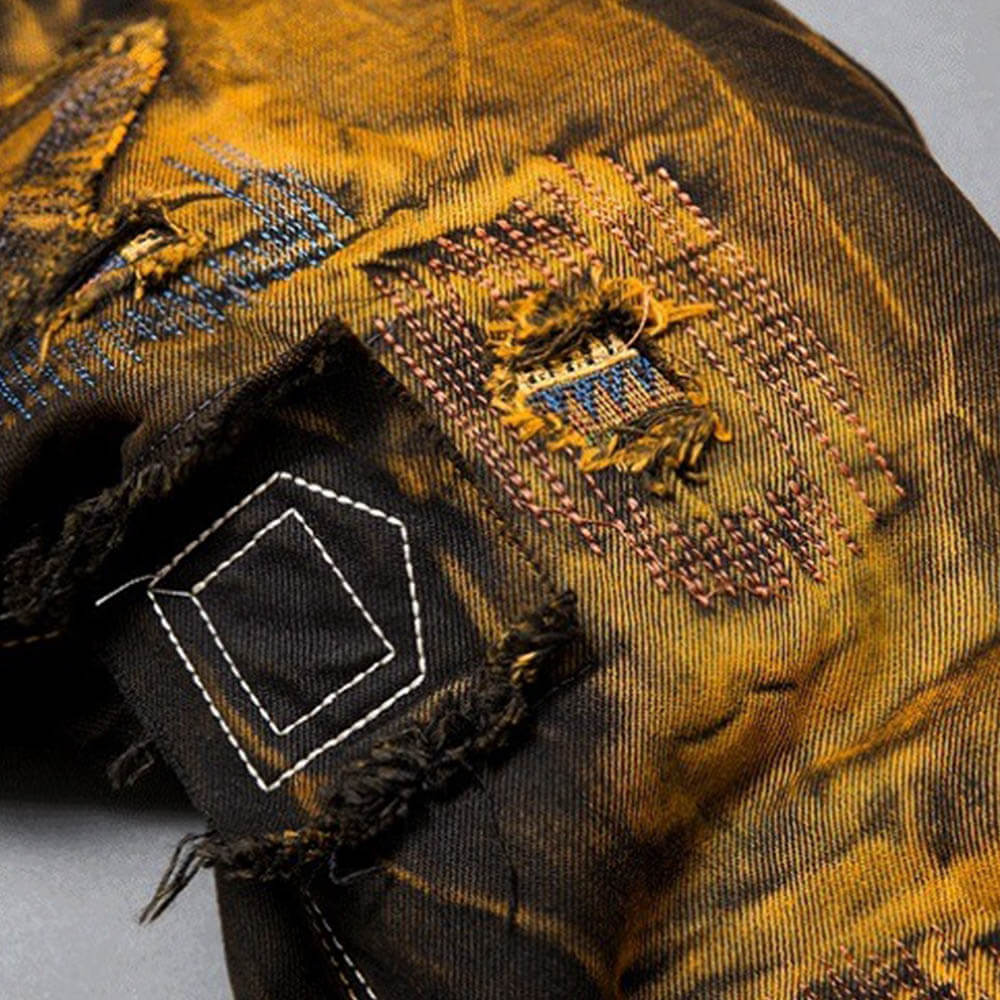 Fashion Straight Distressed Motorcycle Style Jeans