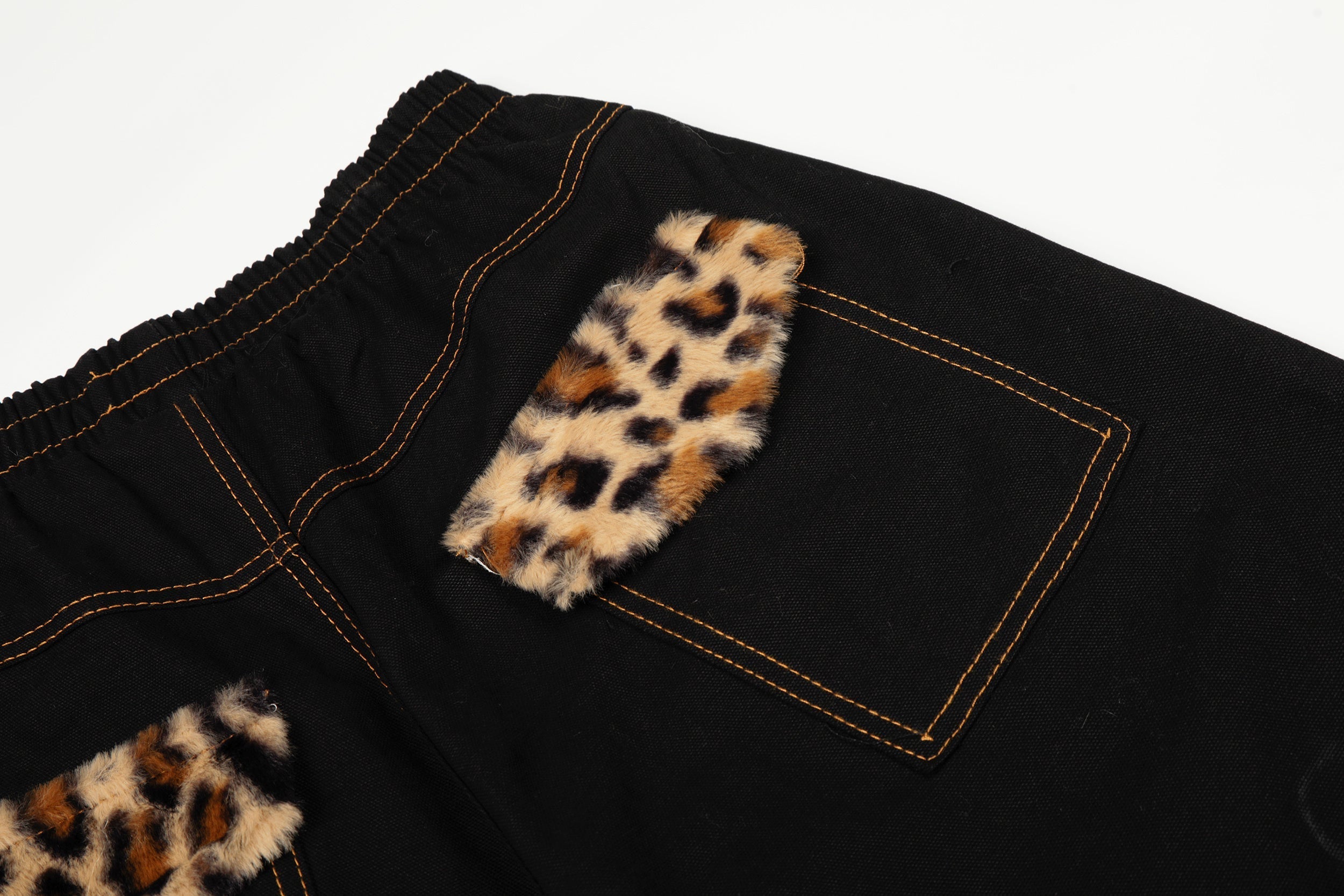 CapCabin Leopard Patch Wide-Leg Pants