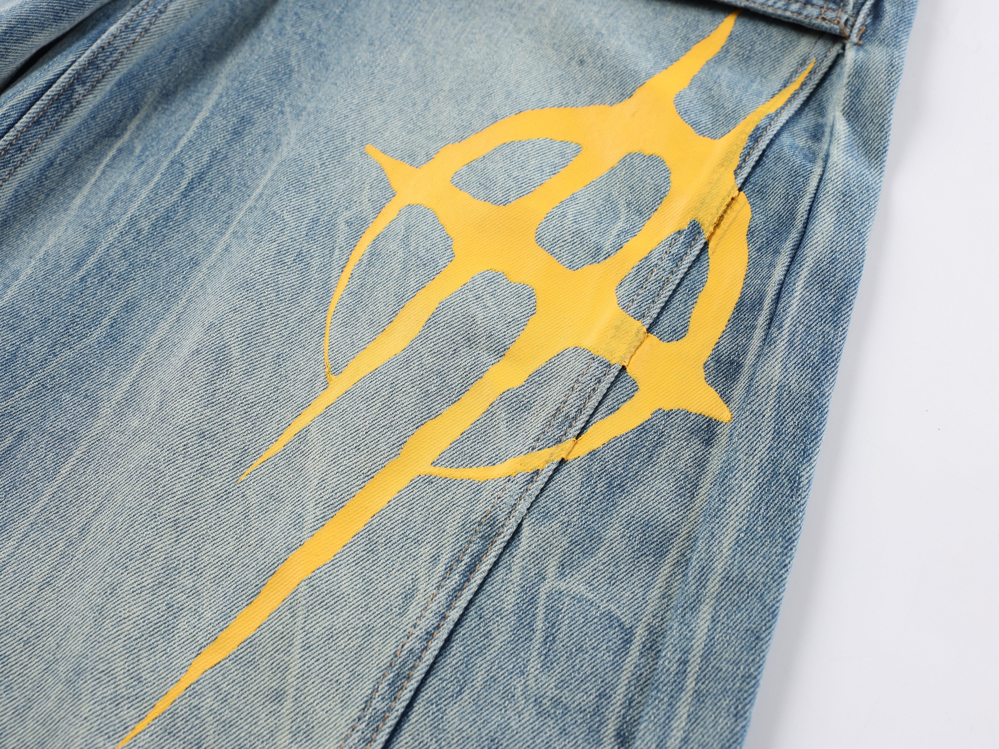 CapCabin Graphic Wide-Leg Denim Pants