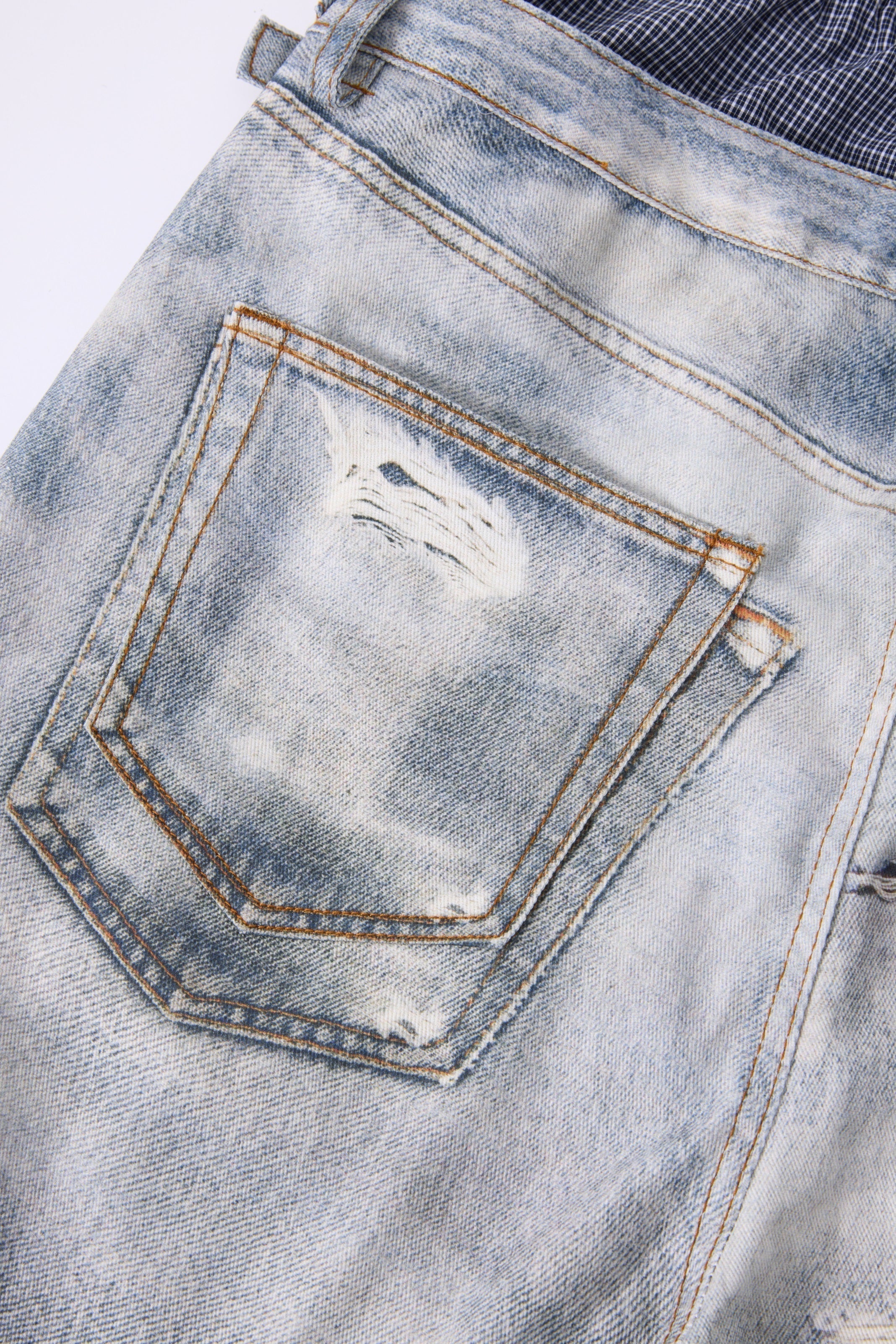 CapCabin Layered Waist Distressed Jeans