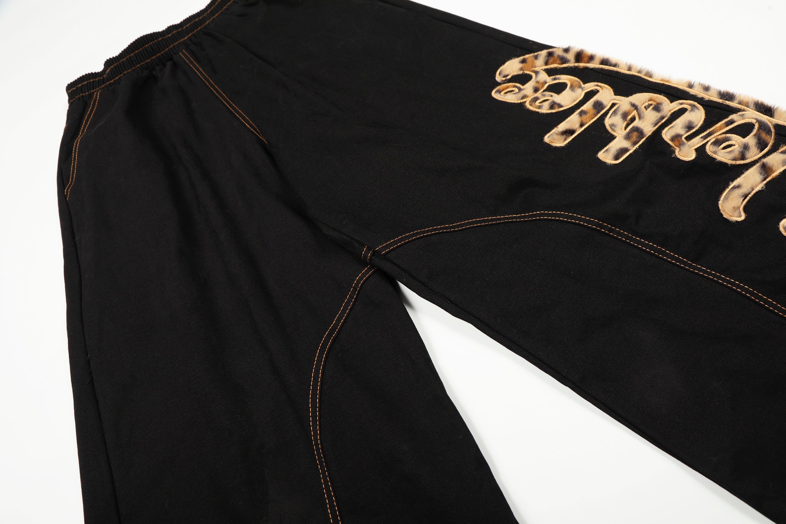 CapCabin Leopard Patch Wide-Leg Pants