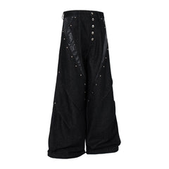 CapCabin Panel-Detail Wide Leg Denim Pants