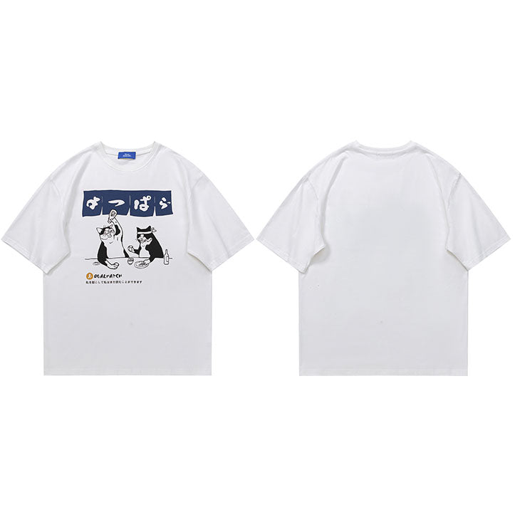 Funny Drinking Cat Y2K Graphic Tees