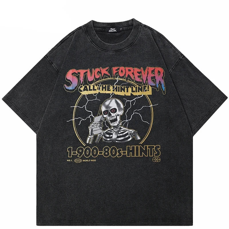 Funny Skull Graphic T Shirts Y2K