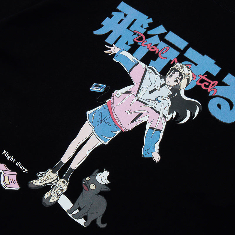 Girl Cat print Shirt Y2K