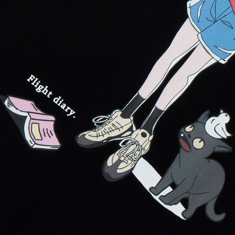 Girl Cat print Shirt Y2K