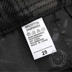 Gothic Black Print Straight Stretch Jeans