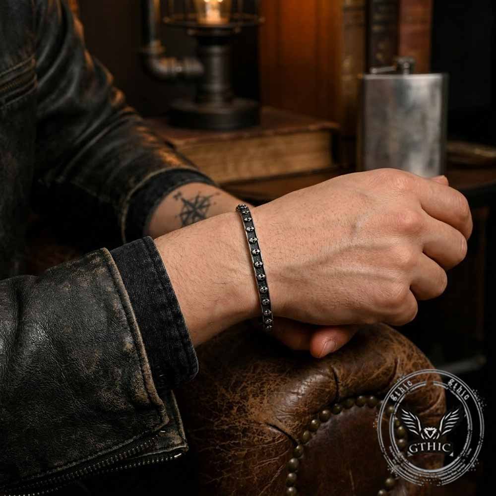 Gothic Multi-Skull Pattern Stainless Steel Bracelet