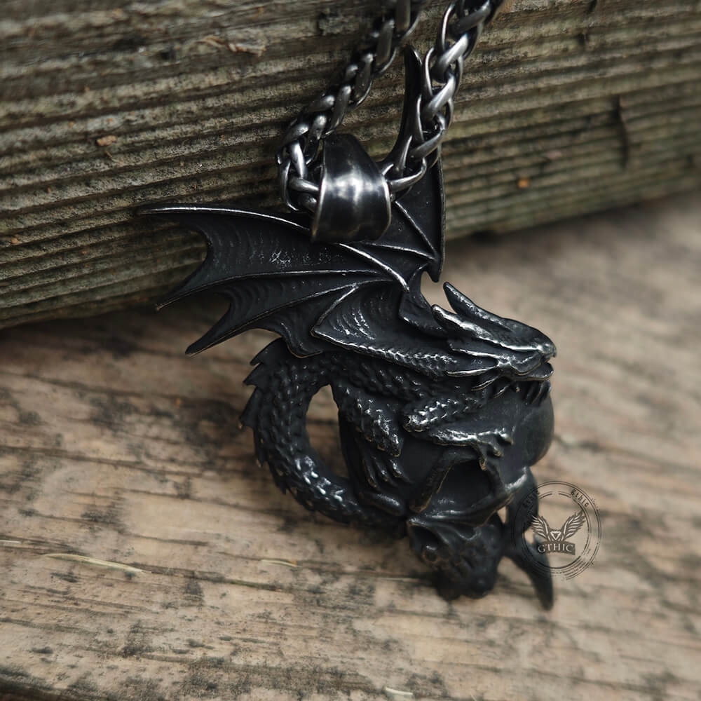 Gothic Pterosaur Skull Stainless Steel Pendant