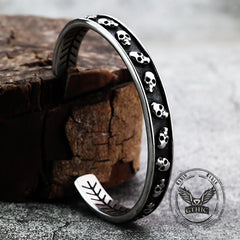 Gothic Skull Fishbone Stainless Steel Open Bracelet