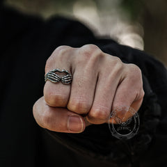 Gothic Skull Hand Heart Shaped Stainless Steel Ring