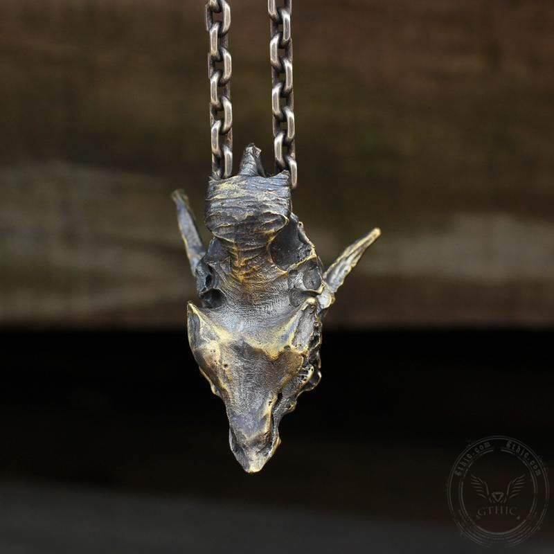 Dragon Sterling Silver Mens Skull Necklace