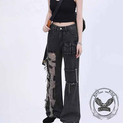 Hip-Hop American High Street Ripped Beggar Jeans