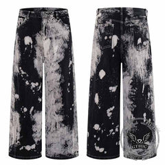 Hip-Hop Tie-Dye Gradient Distressed Straight Jeans
