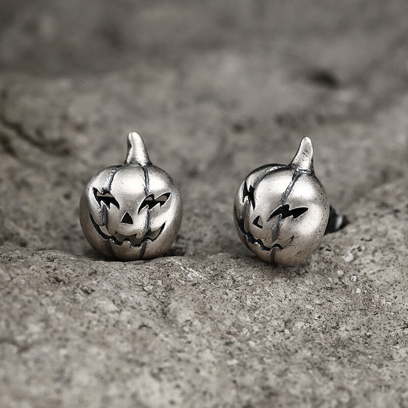 Jack-O'-Lantern Sterling Silver Stud Earrings
