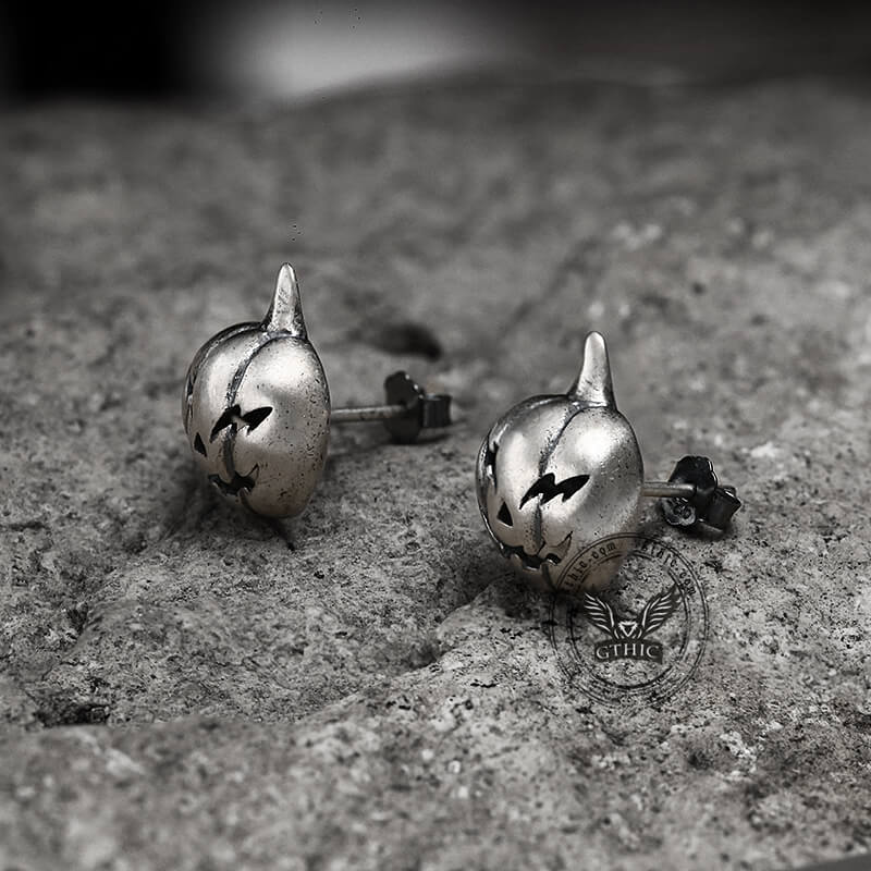 Jack-O'-Lantern Sterling Silver Stud Earrings