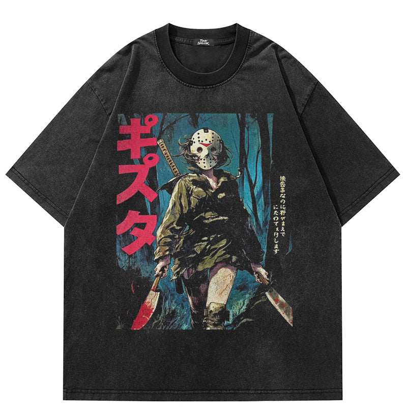 Ninja Graphic Y2K Black Shirts