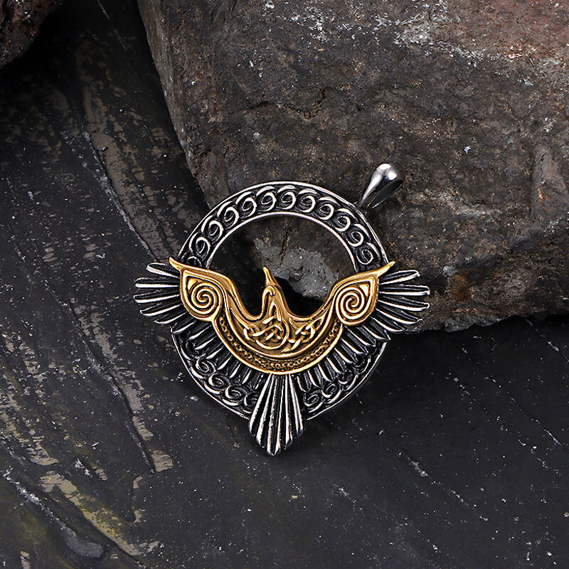 Nordic Odin Raven Stainless Steel Viking Pendant