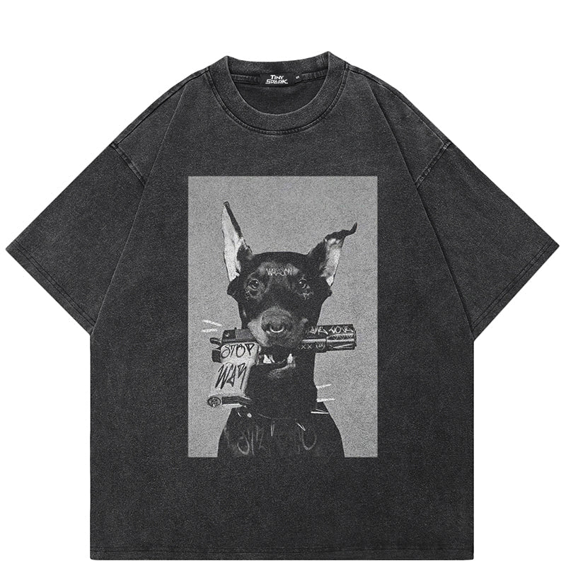 Oversized Dog Graphic T Shirts Y2K